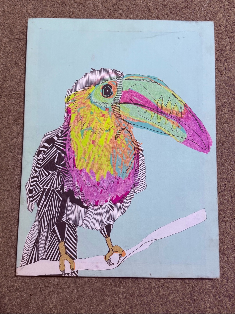 Hobby Lobby Pink & Yellow Tropical Toucan Wall Art